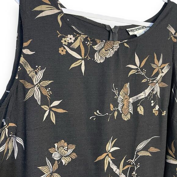 Dana Kay Floral Print Maxi Dress Womens 22W Black Retro Academia Business Casual - Picture 6 of 10